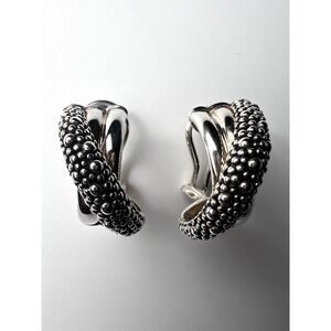 VTG Michael Dawkins 925 SS 14K Post Granulated Caviar Omega-back Earrings